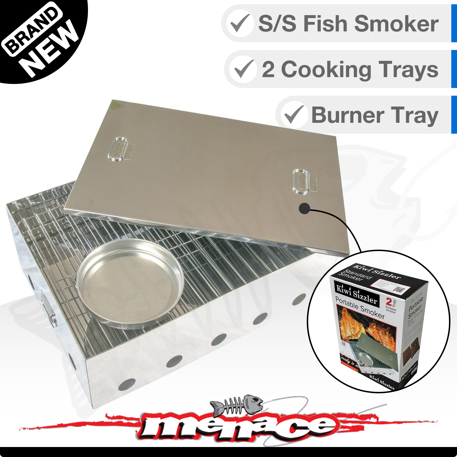 Fish Smoker Stainless Steel Portable Camping Smoke Cooker Dust Smoking BBQ