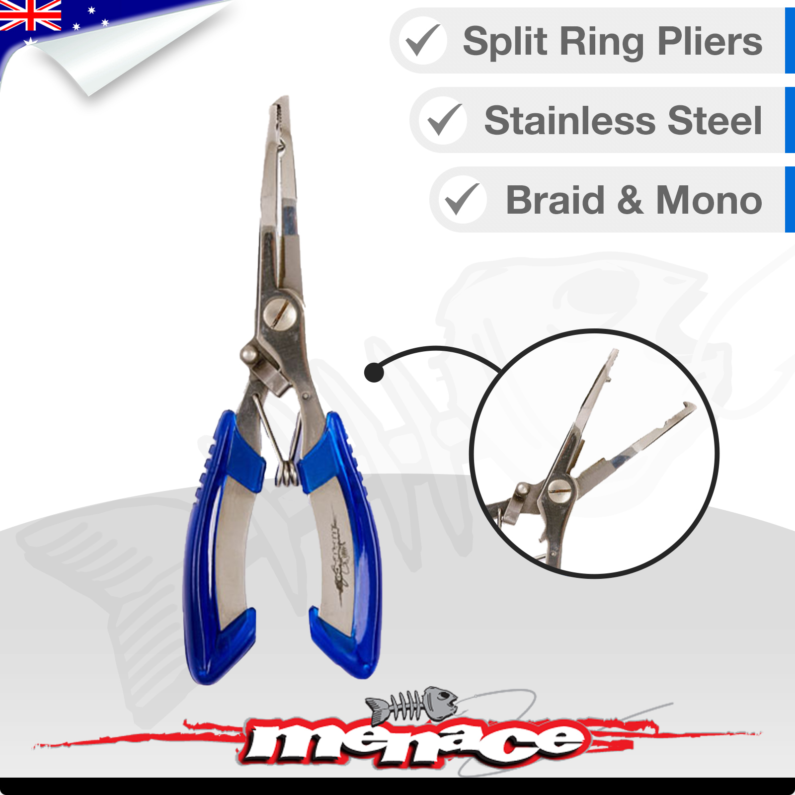 SPLIT RING PLIERS STAINLESS STEEL Fishing Mono & Braid Cutter