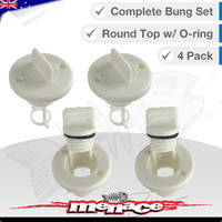 4 x 25mm Complete Boat Bung Set - Round Top - White