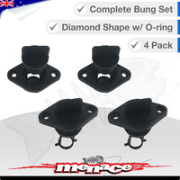 4 x 25mm Complete Boat Bung Set - Diamond Top - Black