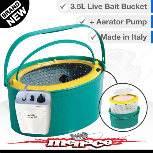 3.5L 3in1 LIVE BAIT BUCKET & Free Aerator Pump 120+ hrs run time 2