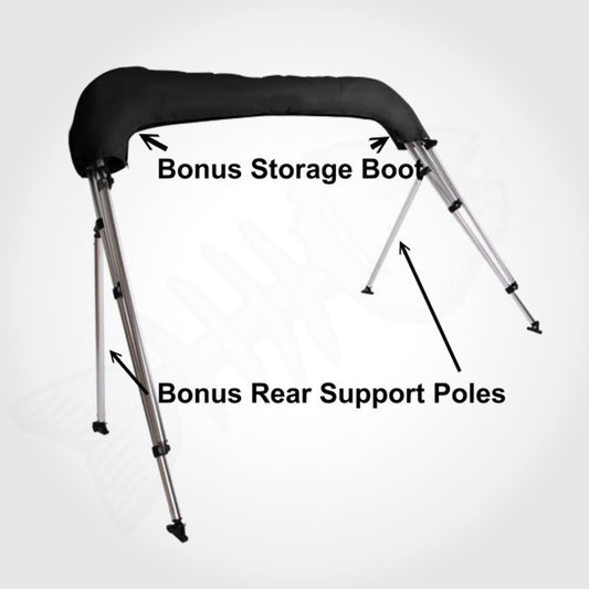 Low Ski Boat 3 BOW 1.3M-1.5M Bimini Top Boat Canopy Cover BLACK
