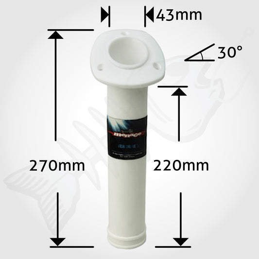 Flush Mount 30° ANGLED ROUND Boat Rod Holder - WHITE