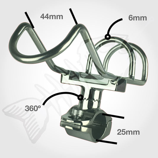 316 Stainless Steel Adjustable RAIL MOUNT ROD Holder