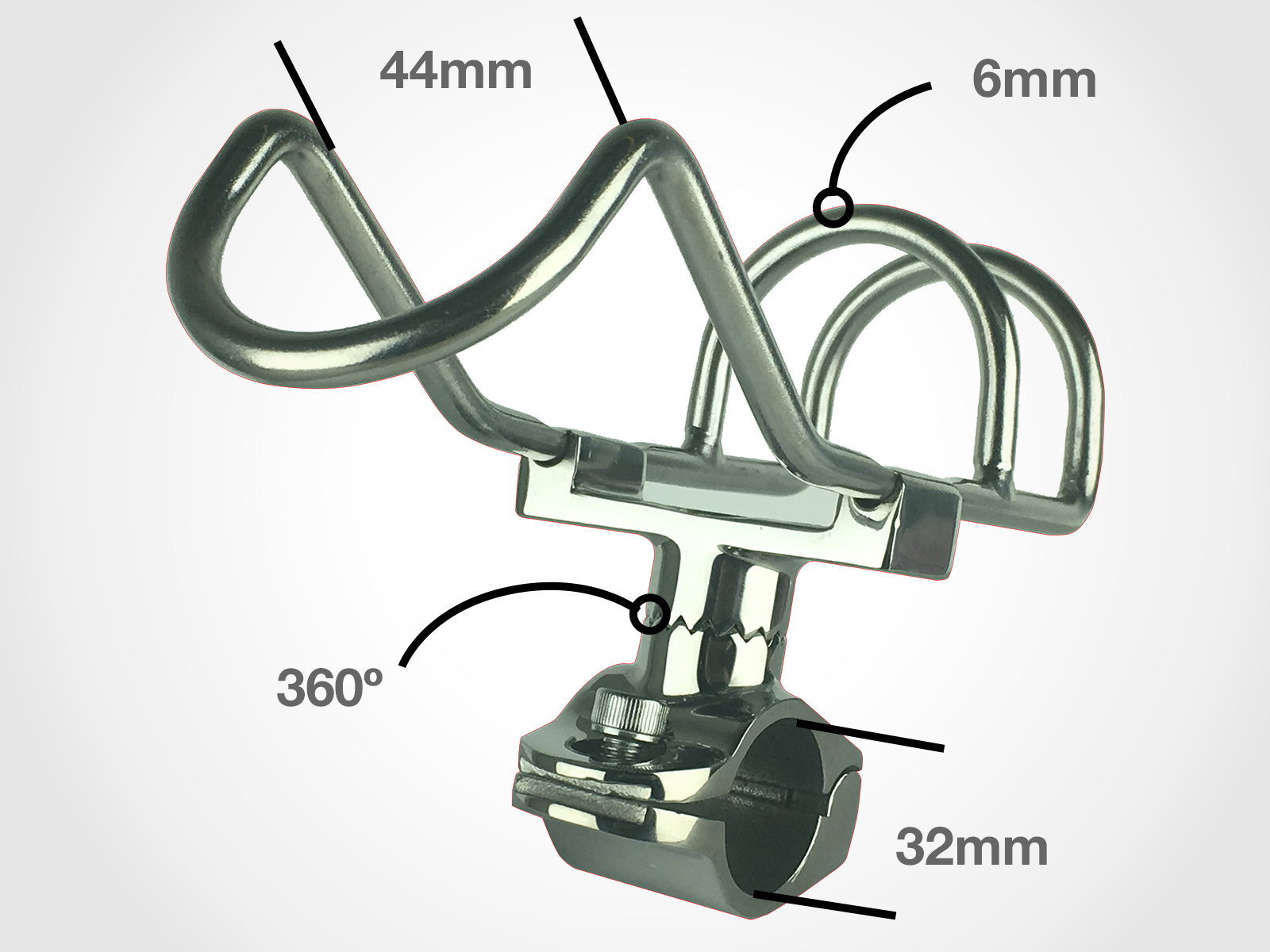 2x 32mm RAIL MOUNT Rod Holder 316 Stainless Steel Double Wire Fishing