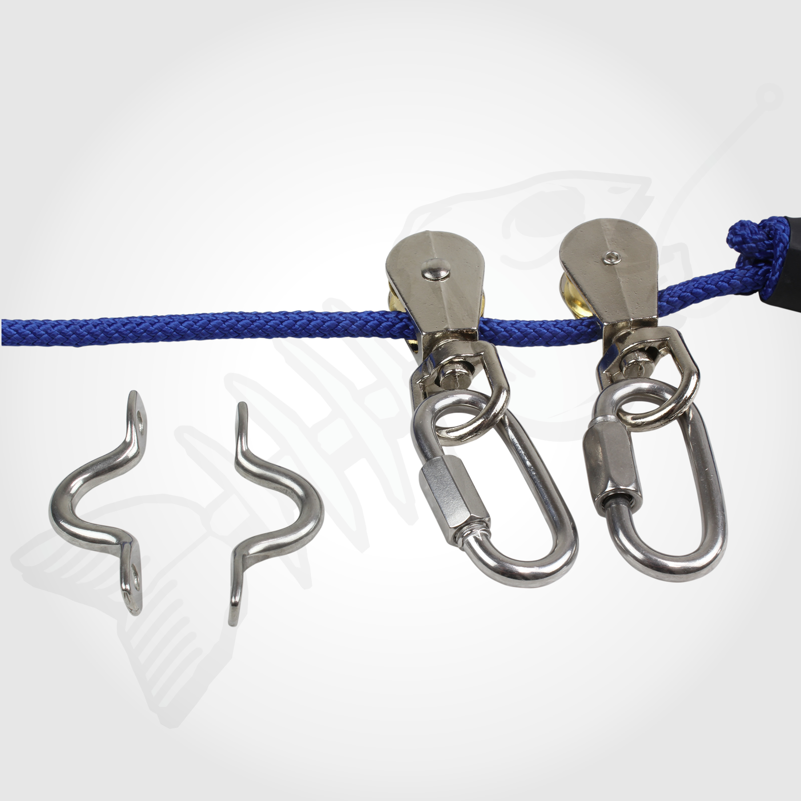anchor rope running rig kit - 316 stainless - pully trolly