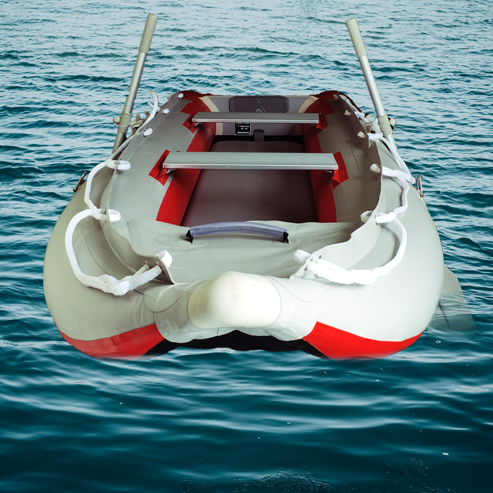 SMALL INFLATABLE Boat with Pump, Oars, Seats - Rigid Stern for outboard