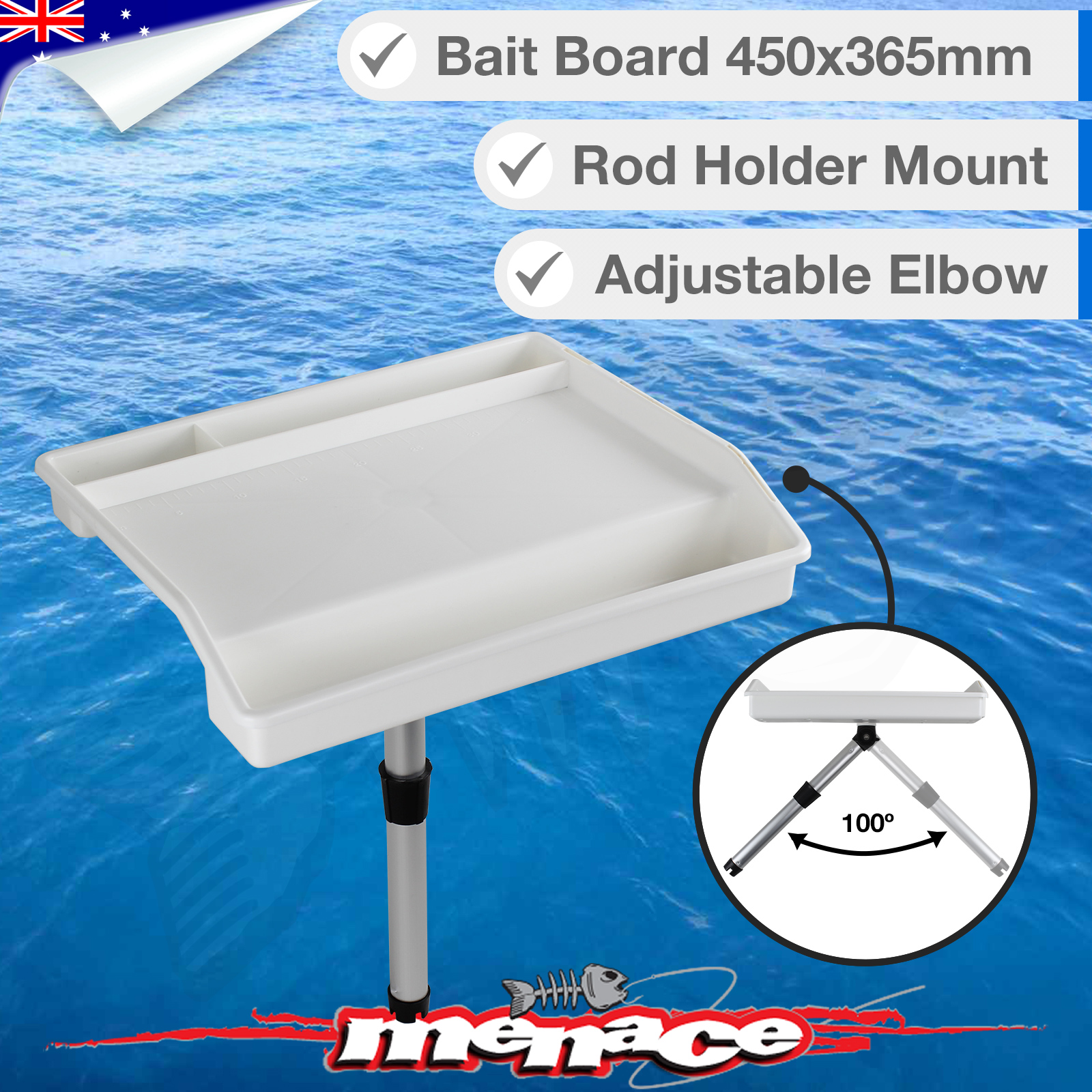 MEDIUM Boat BAIT BOARD Rod Holder Mount Fishing Kinfe Cutting Filleting  Grade