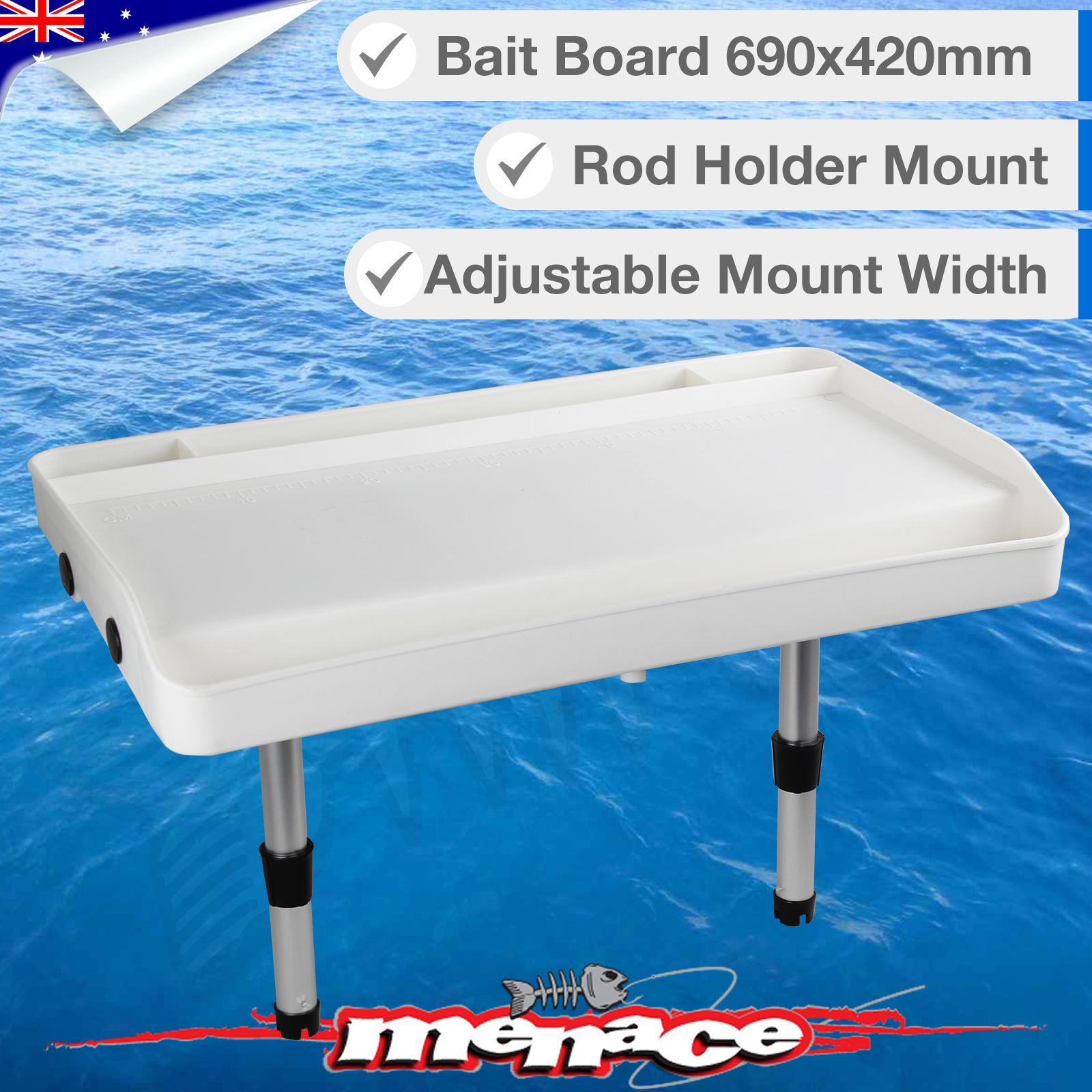 EXTRA LARGE Boat BAIT BOARD Rod Holder Mount Fishing Knife Cutting Filleting