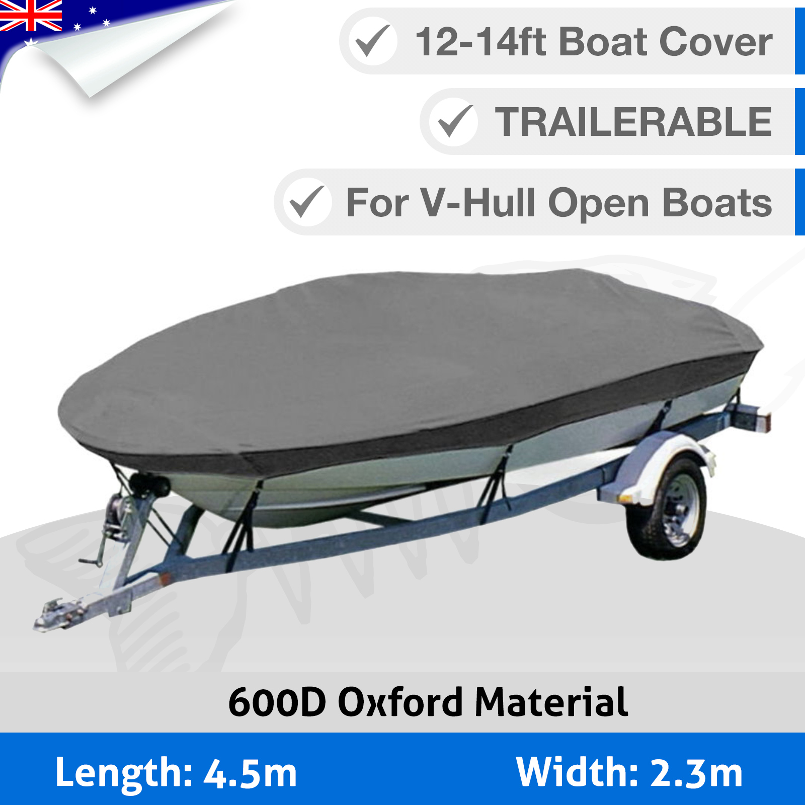 COCO Best Quality Heavy Duty 600D Polyester Oxford Canvas Trailerable Boat Cover with Nylon Rope Fits V-Hull/Tri-Hull/Runabout/Fishing Boat Universal/Waterproof ABS PVC Adjustable 12 to 54 Black 