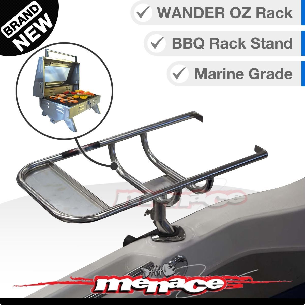 316 Marine BBQ Portable RACK STAND Mount Boat Gas Barbeque Outdoor