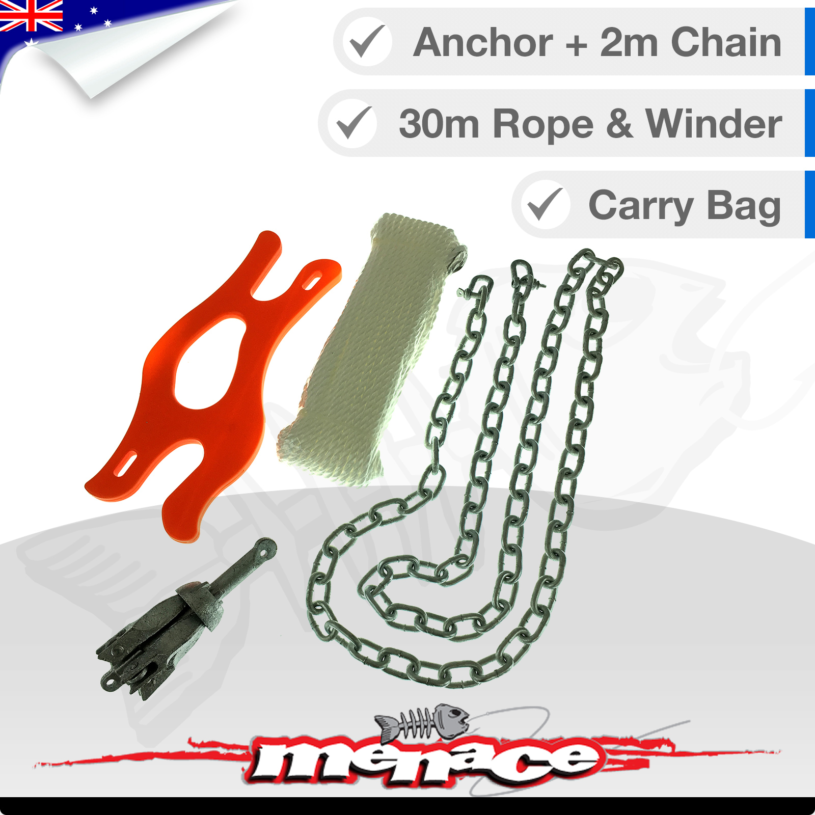 Anchor Pack with Hand Winder Kayak Rope Canoe Line Boat Lead Manual Camping  Cord