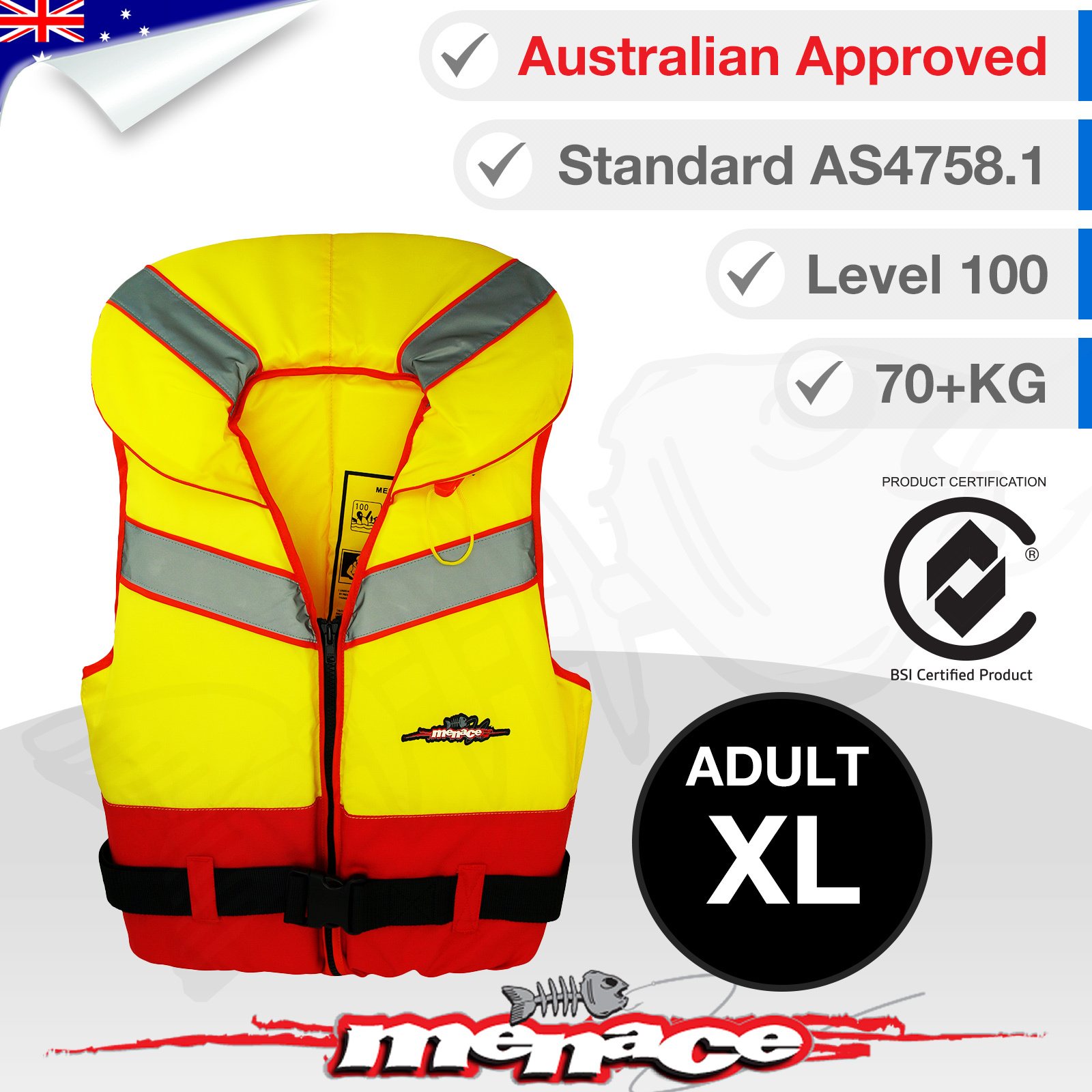 ADULT XL Life Jacket Foam Type 1 Lifejacket Vest PFD 1 Extra Large
