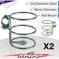 2 x 316 Stainless Steel Rail Mount DRINK CUP Holder 25mm [S/S]