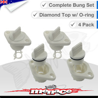 4 x Complete Boat Bung Set - Diamond Top - White
