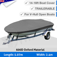 Premium Heavy Duty 600D 14-16ft 4.2-4.8M Marine Grade Trailerable Boat Cover OB