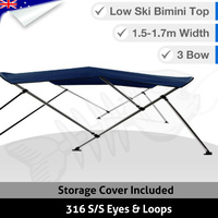 Low Ski Boat 3 BOW 1.5M-1.7M Bimini Top Boat Canopy Cover NAVY BLUE