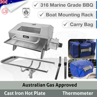 316 Marine Grade Portable BBQ - COMPLETE SET - Mounting Rack, Bag & Cover