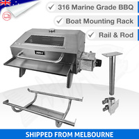 316 Marine Grade Portable BBQ - COMPLETE SET - RAIL MOUNT Mounting Rack, Bag & Cover