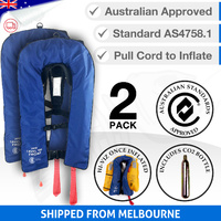 2 x Inflatable Life Jacket PFD 1 Level 150 - Blue (Economy Version)