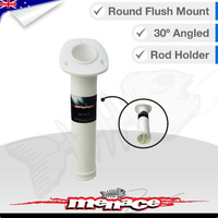 Flush Mount 30° ANGLED ROUND Boat Rod Holder - WHITE