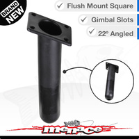 Flush Mount ANGLED SQUARE Boat Rod Holder - BLACK