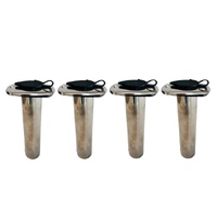 4X 90 Degree Marine Stainless Steel Rod Holder PVC Inner Rubber Cap Flush Mount