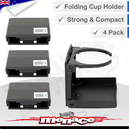 4 x Black Folding Marine Boat Drink CUP HOLDER [PLASTIC]