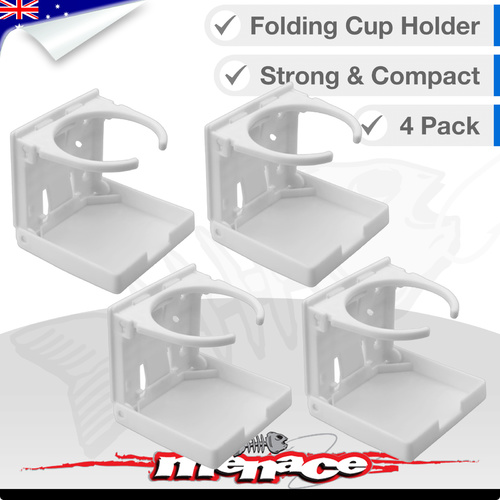 4 x White/Cream Folding Marine Boat Drink CUP HOLDER [PLASTIC]