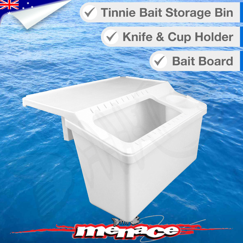 Tinnie Bait & Tackle Storage Bin - Boat Gunwale Box with Bait board