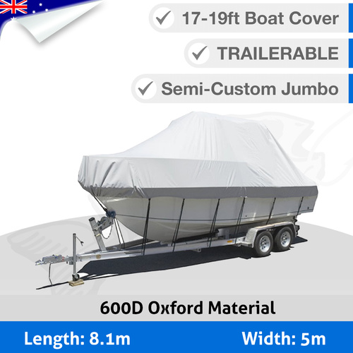 17-19FT Boat Cover Marine Grade 600D Trailerable Jumbo