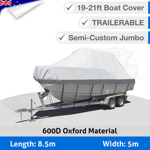 19-21FT Boat Cover Marine Grade 600D Trailerable Jumbo