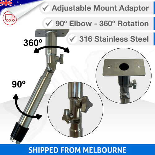 Rod Holder Adjustable Pivot Mount Adaptor - 316 Stainless