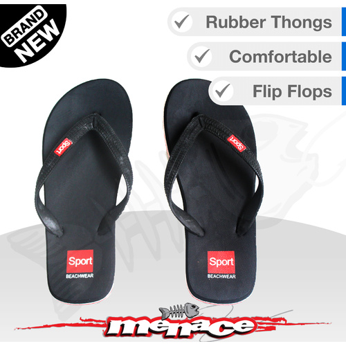 Mens Beach Thongs Flip Flops Boat Slippers - Black [Size: EU 38]