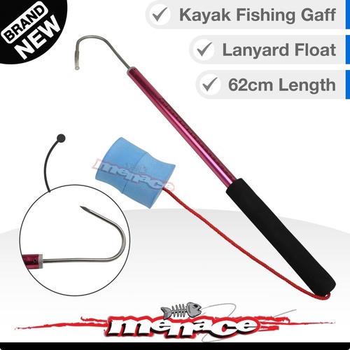 Fishing Gaff - Stainless Hook - Aluminium Spear with Float [red kayak]