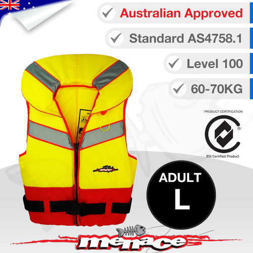 Level 100 Offshore PFD Type 1 Foam Life Jacket - Adult Large