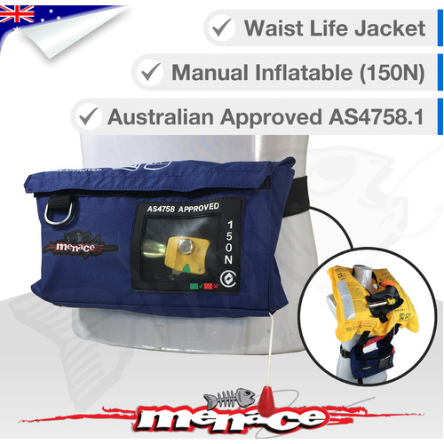 ADULT WAIST BELT Inflatable Life Jacket PFD Type 1 Level 150 - Bum Bag