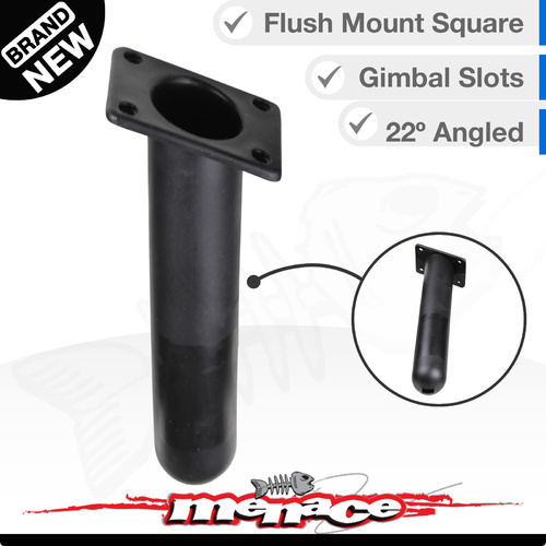 Flush Mount ANGLED SQUARE Boat Rod Holder - BLACK
