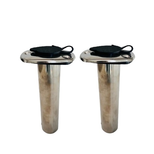 2X 90 Degree Stainless Rod Holder with Rubber Cap