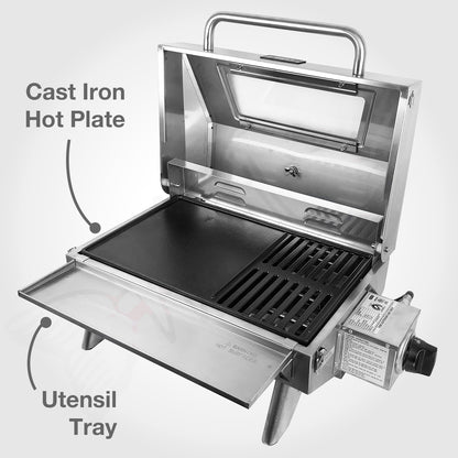 316 Marine Grade Portable BBQ - COMPLETE SET - RAIL MOUNT Mounting Rack, Bag & Cover (MENCA028)