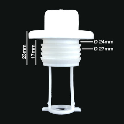 4 x 25mm Boat Bung Set Round Top White