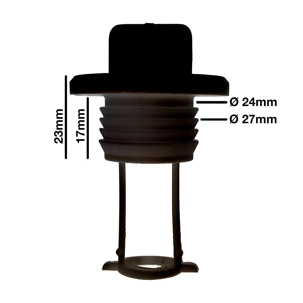 4 x 25mm Boat Bung Set Round Top Black