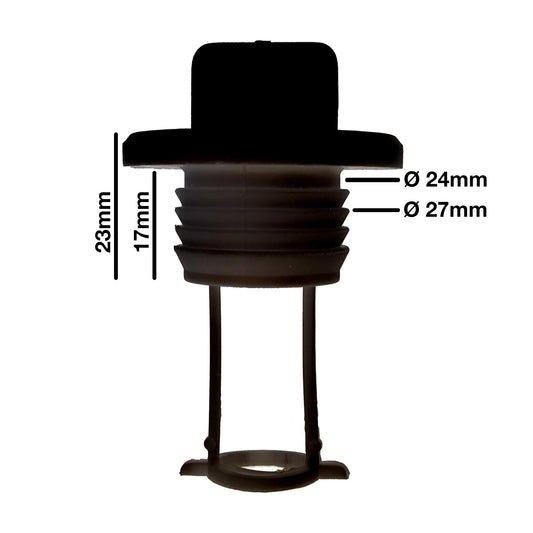 4 x 25mm Boat Bung Set Round Top Black