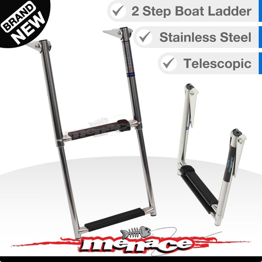 STAINLESS 2 Step Marine Grade Steel Telescopic Boat Ladder