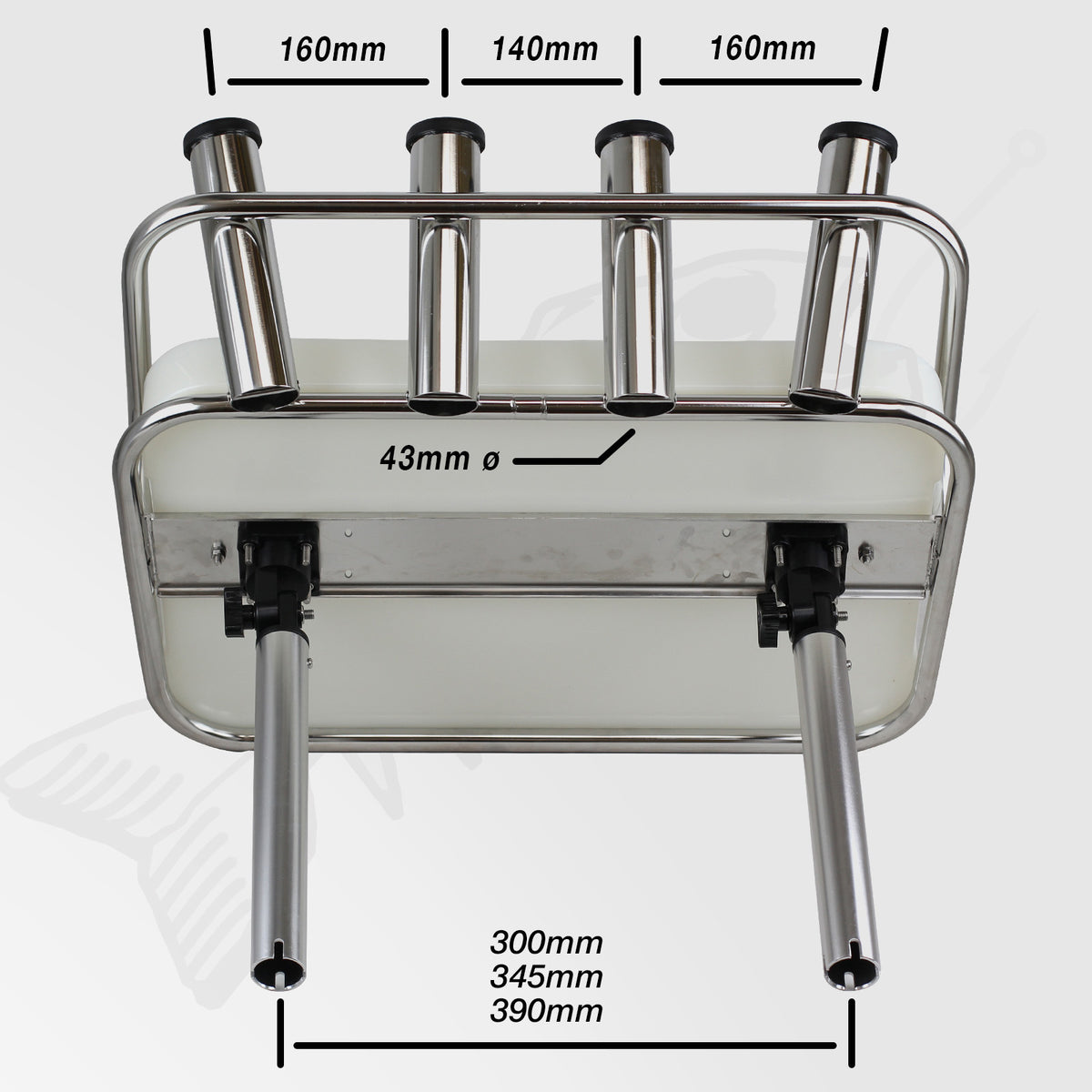 Nylon Bait Board - Stainless Steel Frame - 4 Rod Holders - Premium