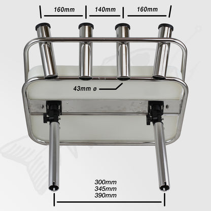 Nylon Bait Board - Stainless Steel Frame - 4 Rod Holders - Premium
