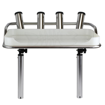 Nylon Bait Board - Stainless Steel Frame - 4 Rod Holders - Premium
