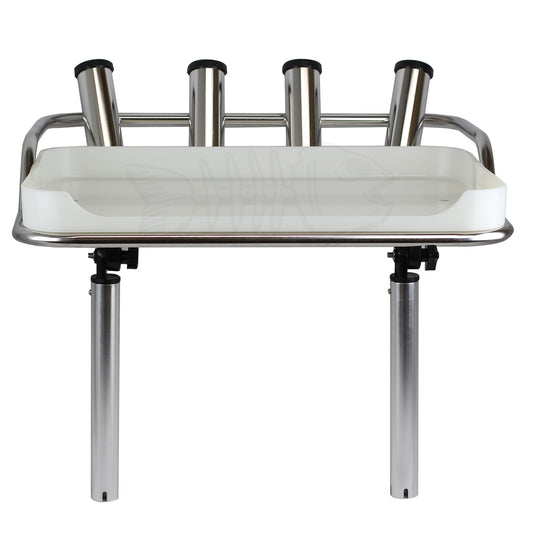 Nylon Bait Board - Stainless Steel Frame - 4 Rod Holders - Premium