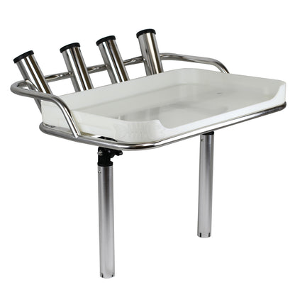 Nylon Bait Board - Stainless Steel Frame - 4 Rod Holders - Premium