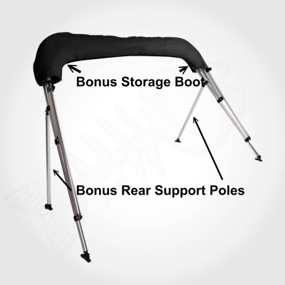 Low Ski Boat 3 BOW 1.5M-1.7M Bimini Top Boat Canopy Cover BLACK